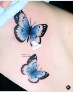 تاتو پروانه رنگی روی جای لک پوستی