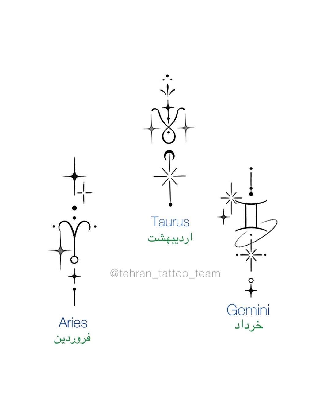 طراحی نمادهای ماههای تولد برای تتو - تاتو شکم و بدن